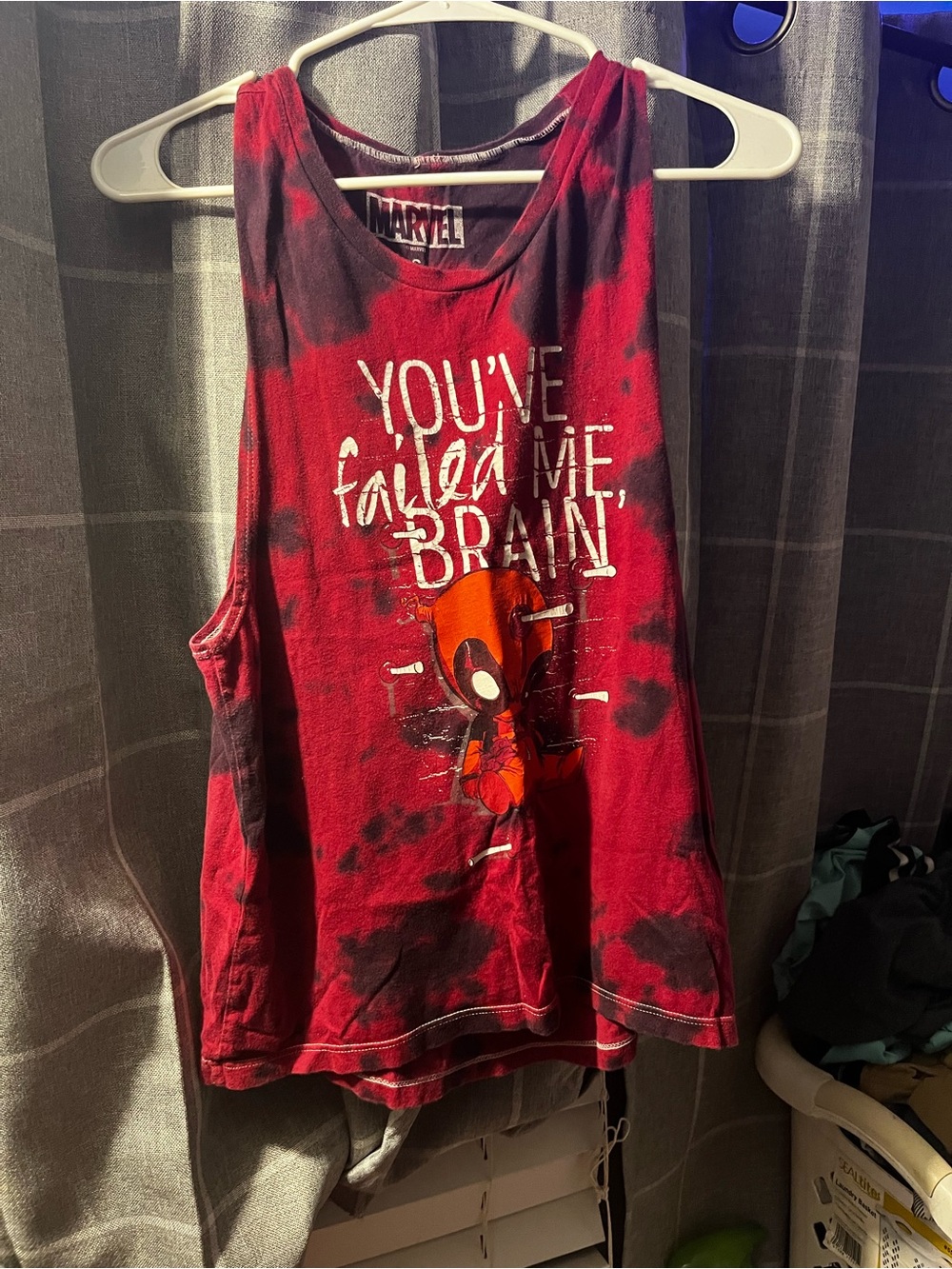 Marvel Deadpool Red and Black Tie-Dye Muscle Tank
